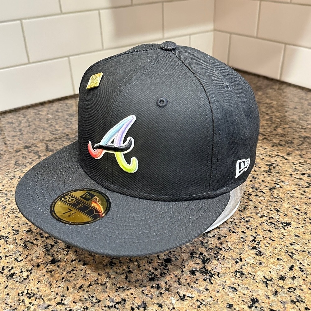 Atlanta Braves New Era 59FIFTY Fitted Hat 7 3/8 Black 1995 World Series New